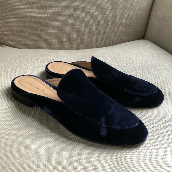 Flats Velvet Mules Blue Slide Palau